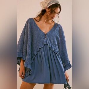 Free People Blue Lace Romper